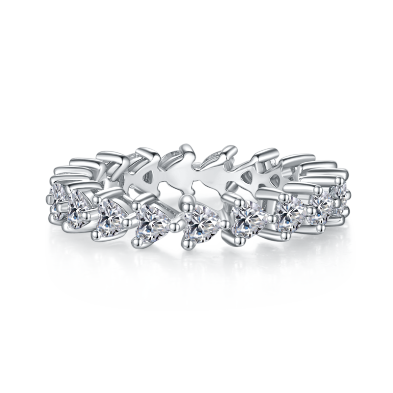 Heart shaped full body ring S925 silver plated platinum moissanite diamond women's ring 2.0 carats D-grade